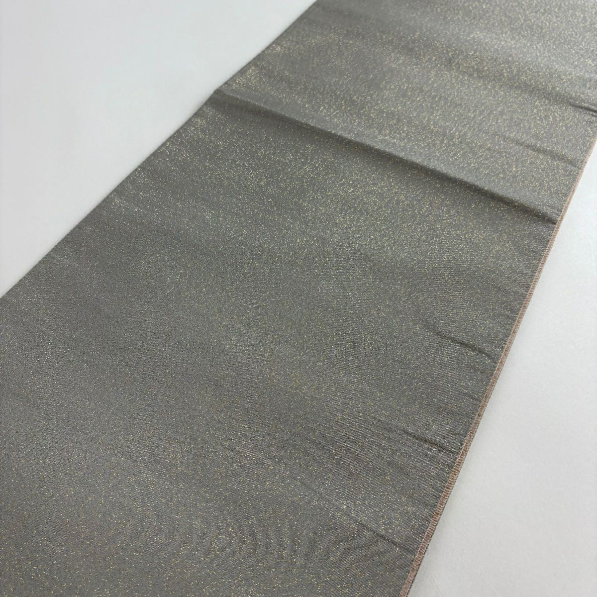 【庫存清倉】 【美品】 袋帶 名品級 落款あり 四代目 上野眞 關西仕立 春夏秋冬 圓文 金通 灰色 大鼓圖案 純蠶絲