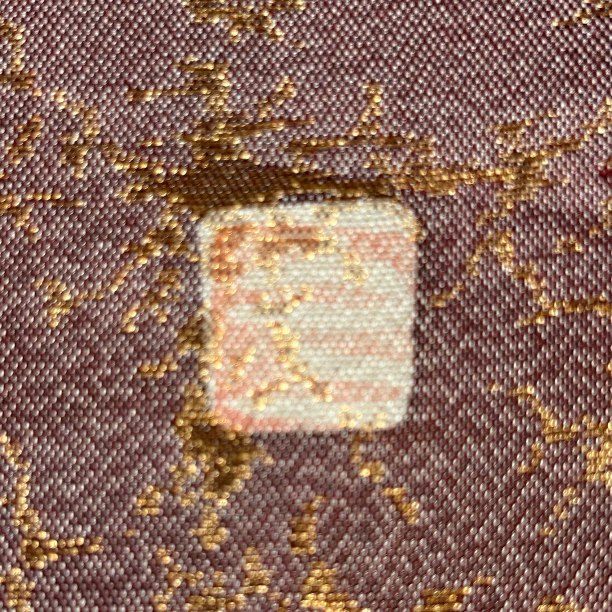 【庫存清倉】 【美品】 袋帶 名品級 附落款 辻花染 金金箔 絞染 紅紫 大鼓圖案 純蠶絲
