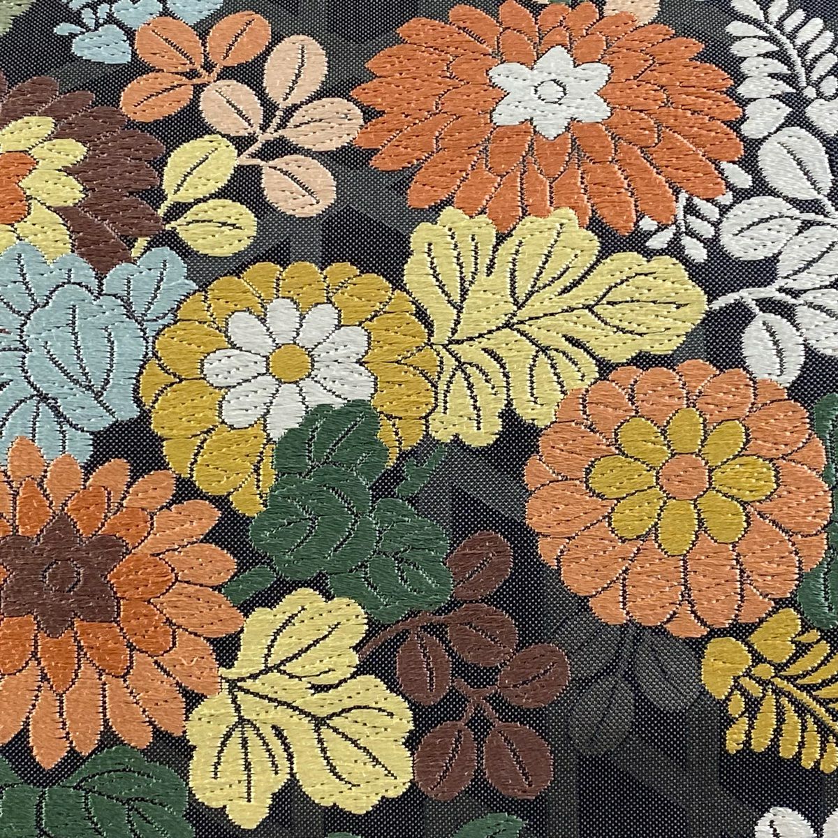 【庫存清倉】 【美品】 袋帶 名品級 秋草 唐織 深藍 六通 純蠶絲