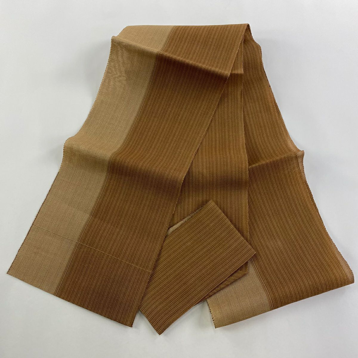 名古屋帶 逸品級 夏帶 隧道仕立 松樹葉仕立 八寸名古屋帶 紋路 茶 純蠶絲