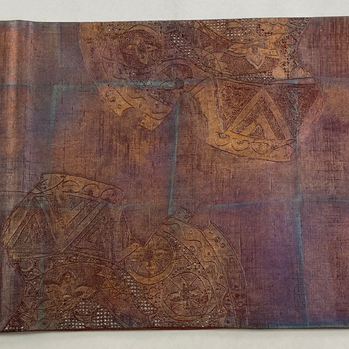 【庫存清倉】 【美品】 袋帶 名品級 花唐草紋 鏡裏文 刺繡 灰 深藍色 正蠶絲