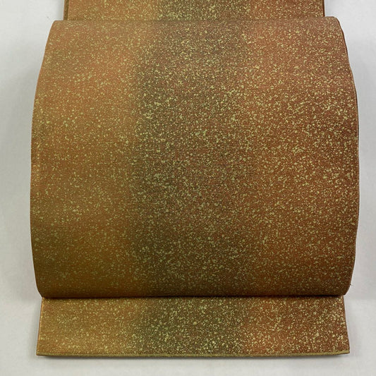 【庫存清倉】 【美品】 袋帶 名品級 證書齊全 關西仕立 幾何圖案 金銀彩 漸變 茶 全通 純蠶絲