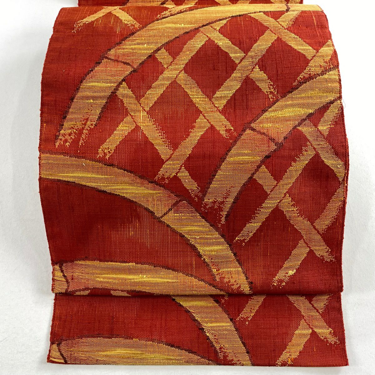 【美品】名古屋帶 優品級 光悦垣 紅 純蠶絲