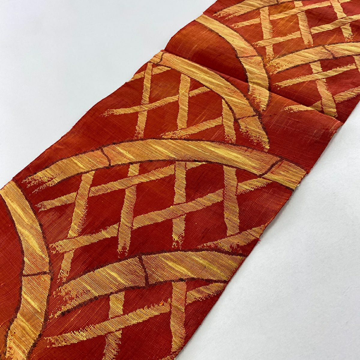 【美品】名古屋帶 優品級 光悦垣 紅 純蠶絲