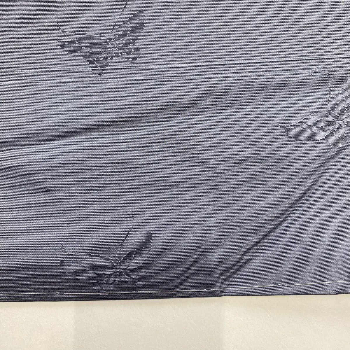 【美品】 名古屋帶 優品級 短冊 花車 唐織 金金箔 青灰 純蠶絲