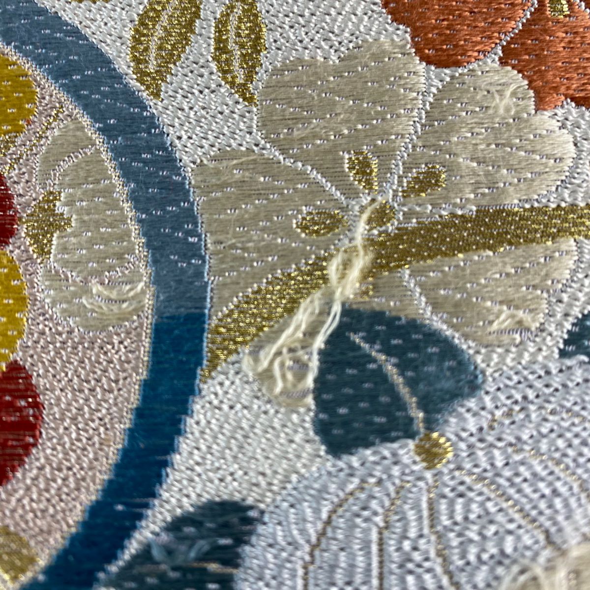 袋帶 秀品級 松樹竹子梅花 菊花 金銀絲 金金箔 淺紫 六通 純蠶絲