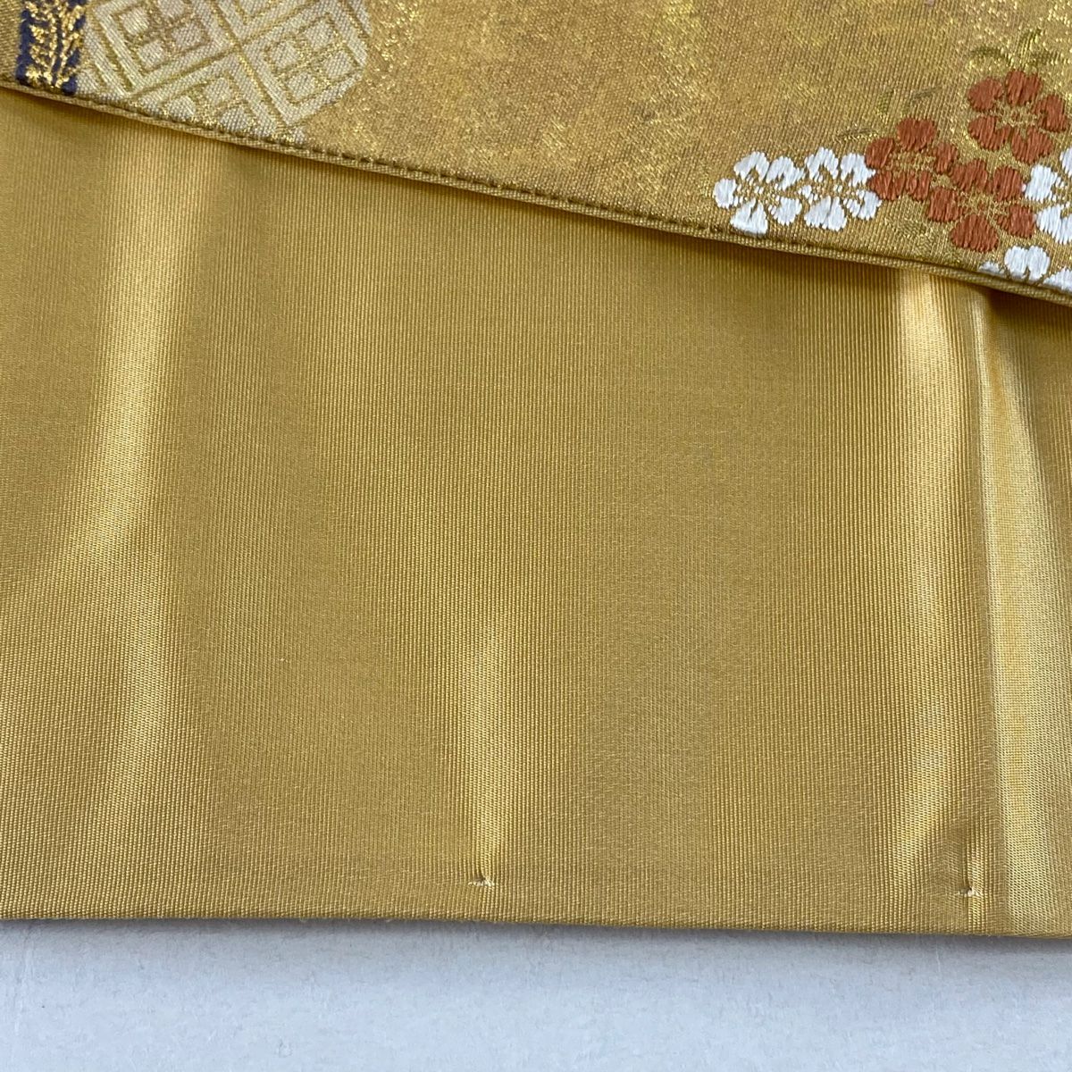 【美品】 袋帶 秀品級 關西仕立 單袖花 金絲 金金箔 金色 大鼓圖案 純蠶絲
