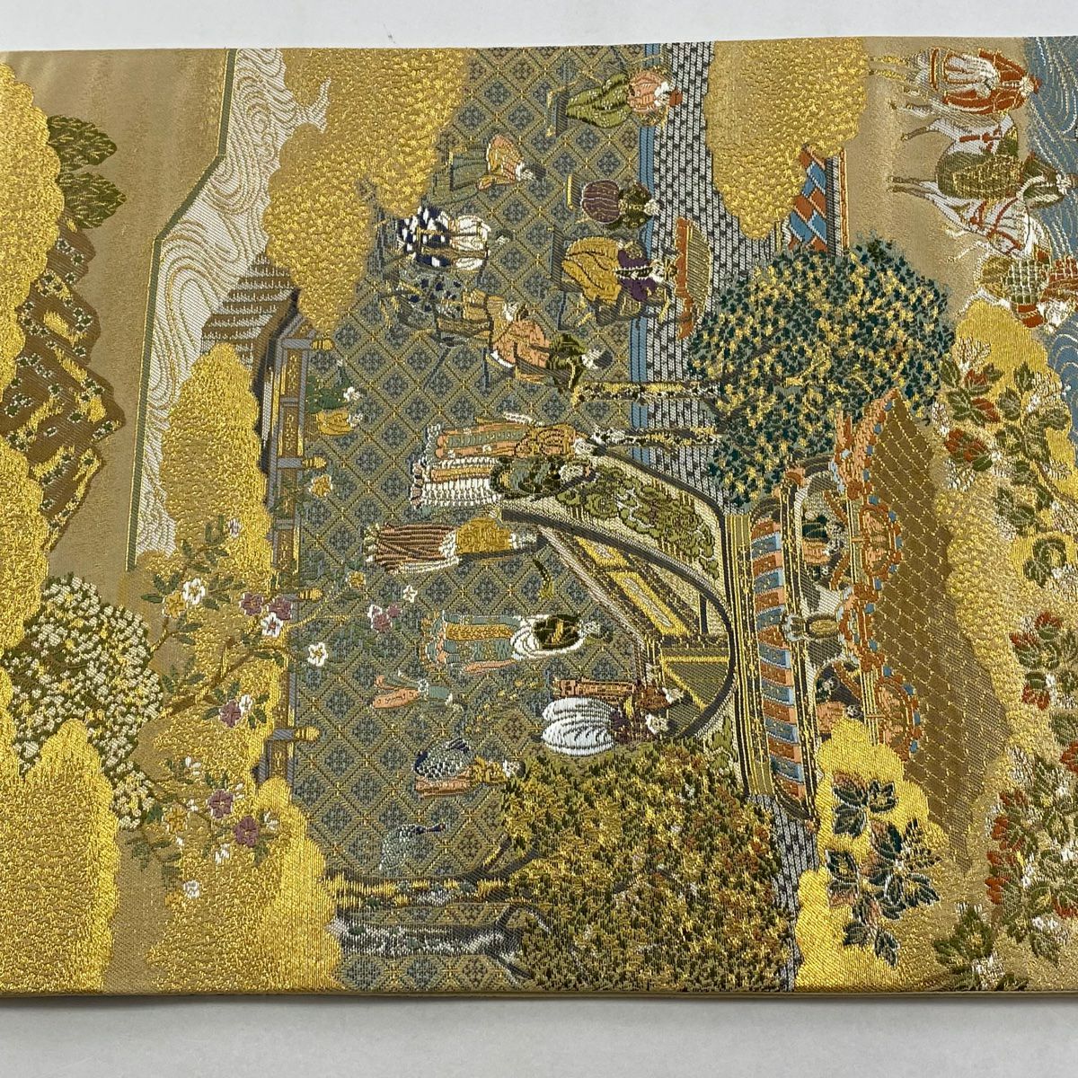 【庫存清倉】 【美品】 袋帶 名品級 人物 風景 金絲 金金箔 金色 六通 純蠶絲
