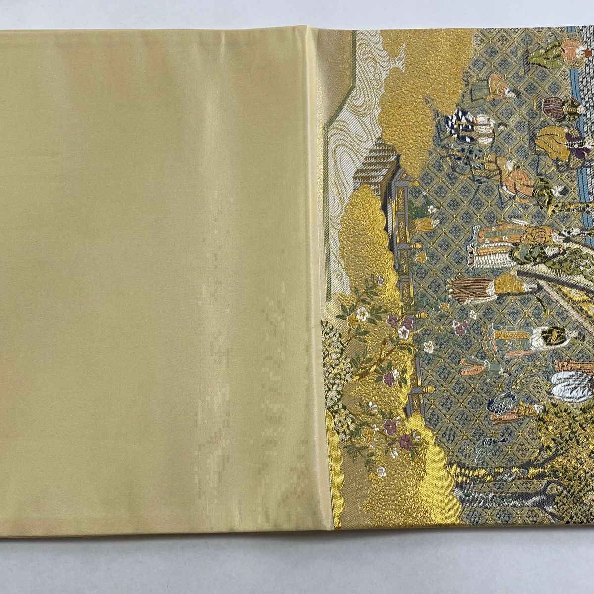 【庫存清倉】 【美品】 袋帶 名品級 人物 風景 金絲 金金箔 金色 六通 純蠶絲