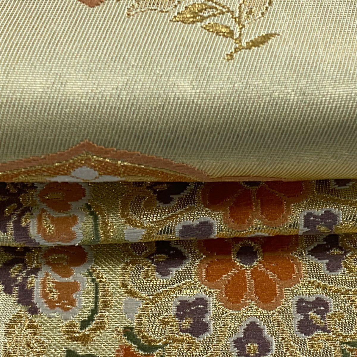 袋帶 秀品級 花宴正倉華紋 鳳凰 金絲 唐織 金色 六通 純蠶絲