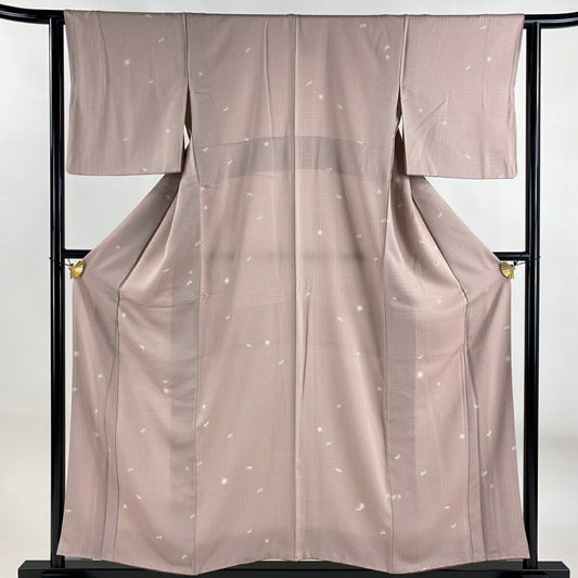 小紋 身長156cm 袖長61.5cm S 雙層 瓢箪地紋 螢光漸層 粉米色 純蠶絲 優品級