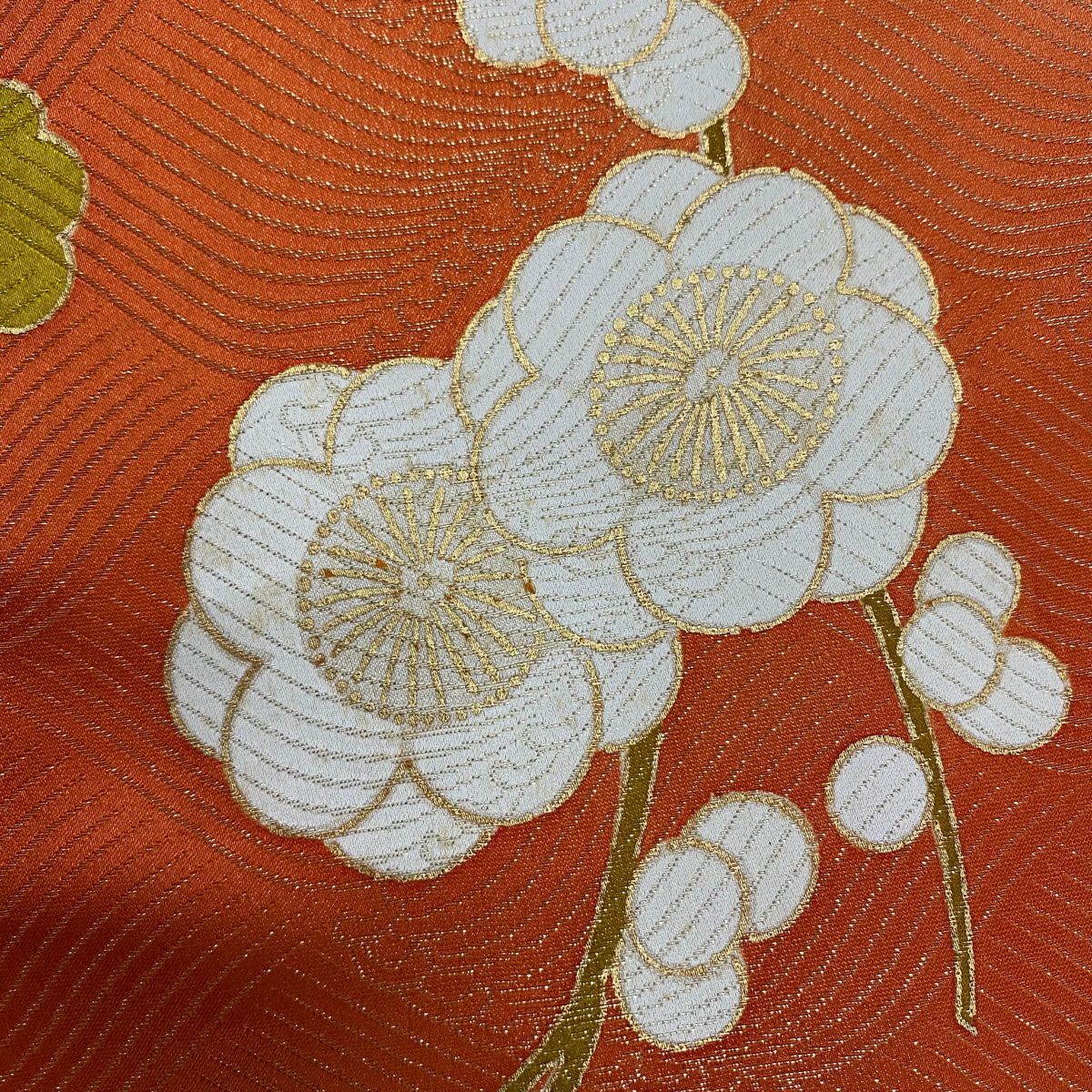 【庫存清倉】振袖禮服 身長150.5cm 袖長61cm S 雙層 花籠 波 金絲 金銀彩 橙色 純蠶絲 名品級