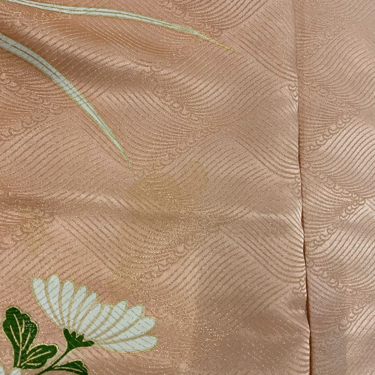 【庫存清倉】振袖禮服 身長150.5cm 袖長61cm S 雙層 花籠 波 金絲 金銀彩 橙色 純蠶絲 名品級