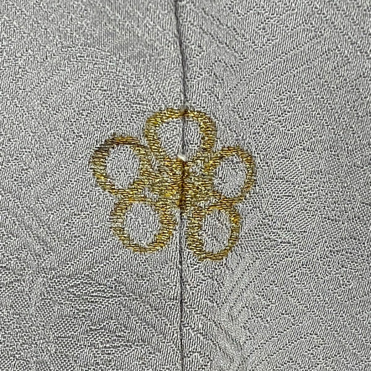 【庫存清倉】訪問服 身長165.5cm 袖長68.5cm L 雙層 草花紋紋 霞 金銀彩 絞染 灰紫 純蠶絲 名品級 一つ紋