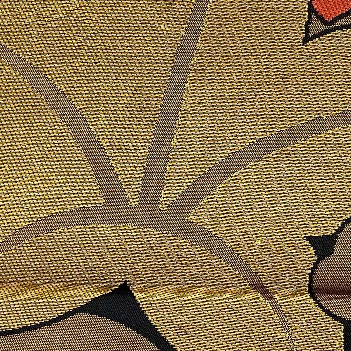 袋帶 秀品級 關西仕立 紅楓 櫻花 金金箔 金絲 黑色 全通 純蠶絲