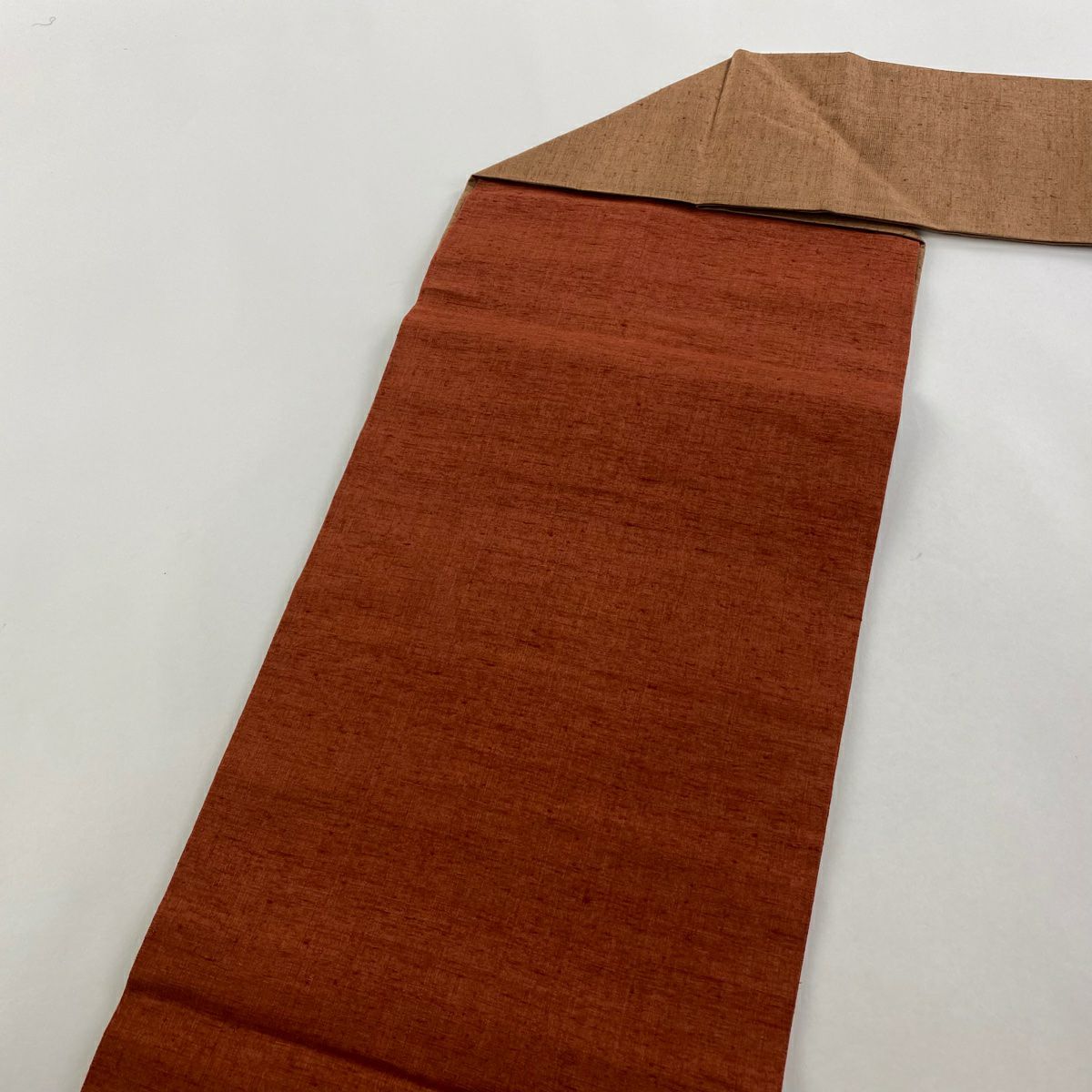 【美品】名古屋帶 秀品級 紬織織 霞 幾何學圖案 紅茶 純蠶絲