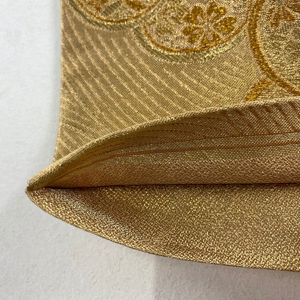 【美品】 袋帶 秀品級 花 蝶 金絲 金金箔 金 六通 純蠶絲