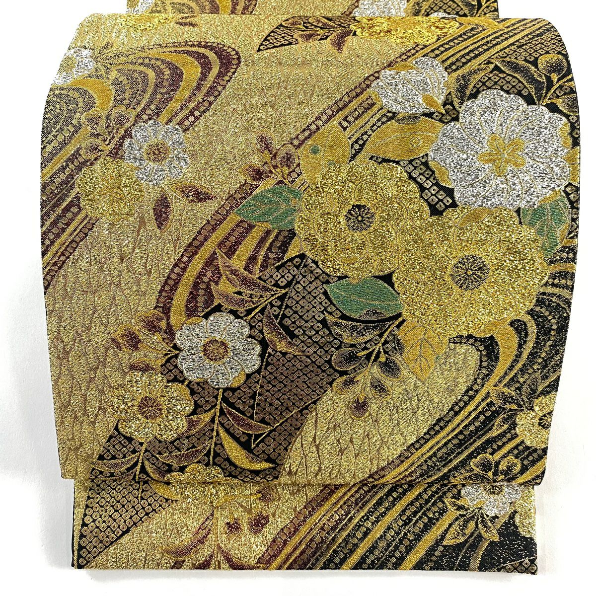 袋帶 秀品級 大和 櫻花 流水 金絲 金金箔 金色 六通 純蠶絲