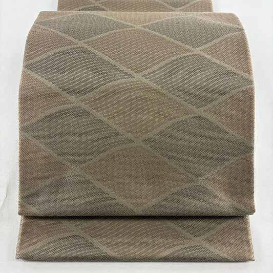 袋帶 秀品級 幾何圖案 斜條 灰茶 六通 純蠶絲