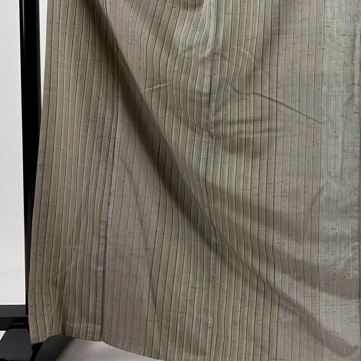 紬織 身長166.5cm 袖長67cm M 雙層 垂直條紋 灰 純蠶絲 秀品級
