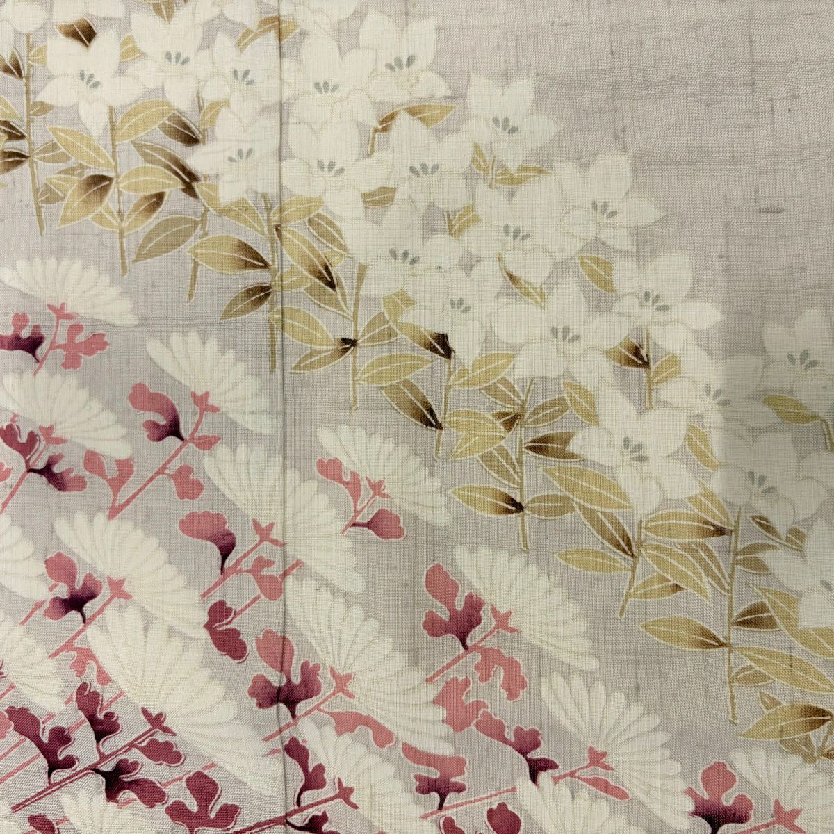 訪問服 身長155.5cm 袖長62cm S 雙層 紬織織 草花紋紋 薄小豆 純蠶絲 秀品級