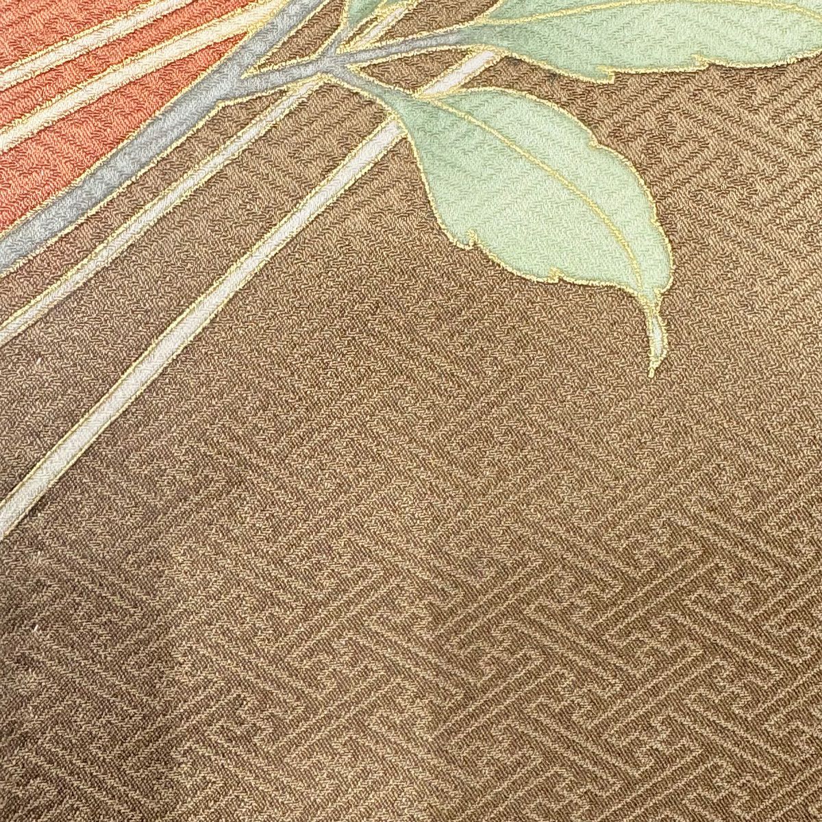 訪問服 身長162cm 袖長64.5cm M 雙層 菊花 金彩裝飾 染分 茶 純蠶絲 秀品級