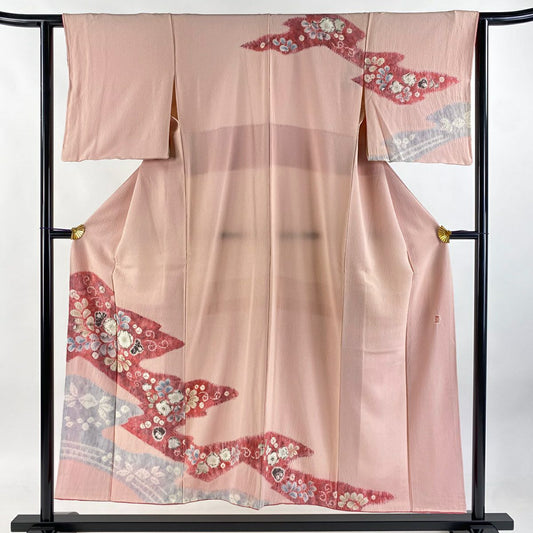 【庫存清倉】訪問服 身長151cm 袖長61cm S 雙層 瀧泰 有落款 辻花染 霞 粉紅 純蠶絲 名品級