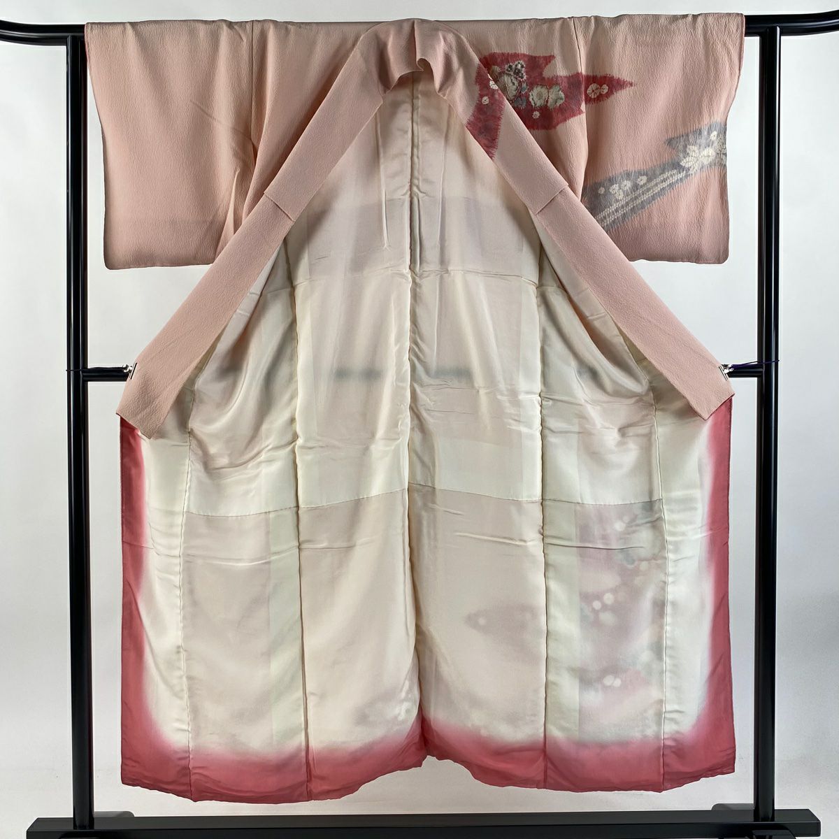 【庫存清倉】訪問服 身長151cm 袖長61cm S 雙層 瀧泰 有落款 辻花染 霞 粉紅 純蠶絲 名品級