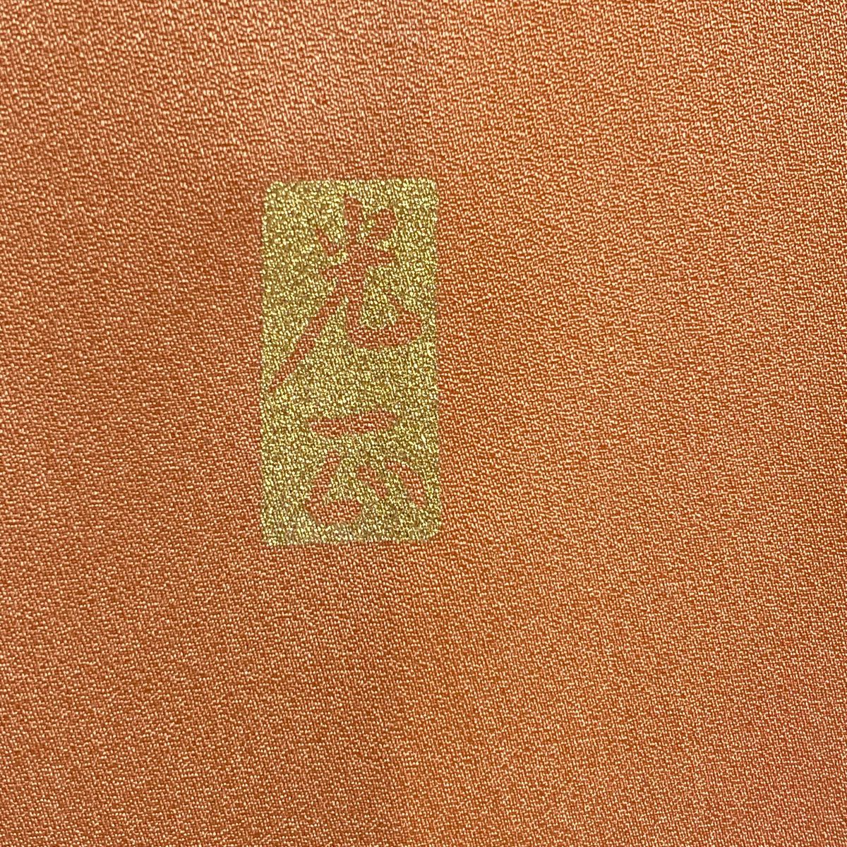 【美品】 付下 身長162cm 袖長64.5cm M 雙層 和田光正 落款 花車 菊花 金銀彩 漸層 粉米色 純蠶絲 逸品級