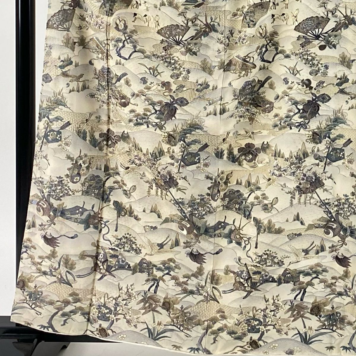 訪問服 身長160.5cm 袖長63cm S 雙層 風景 寶物滿載 刺繡 金絲 奶油色 純蠶絲 逸品級