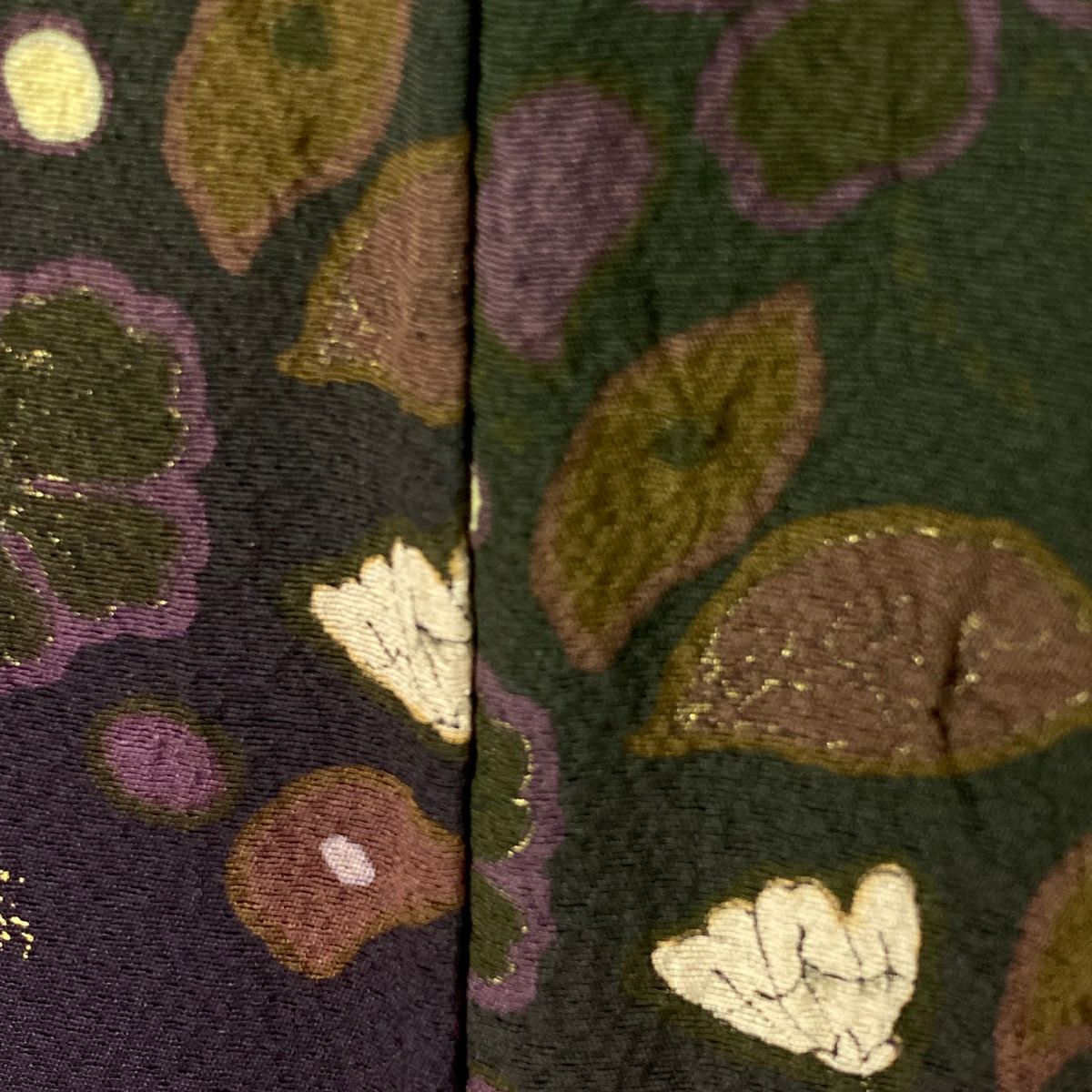 【美品】訪問服 身長164cm 袖長66.5cm M 雙層 吉乃一廉 落款あり 辻花染 金銀彩 漸層 茶紫 純蠶絲 逸品級