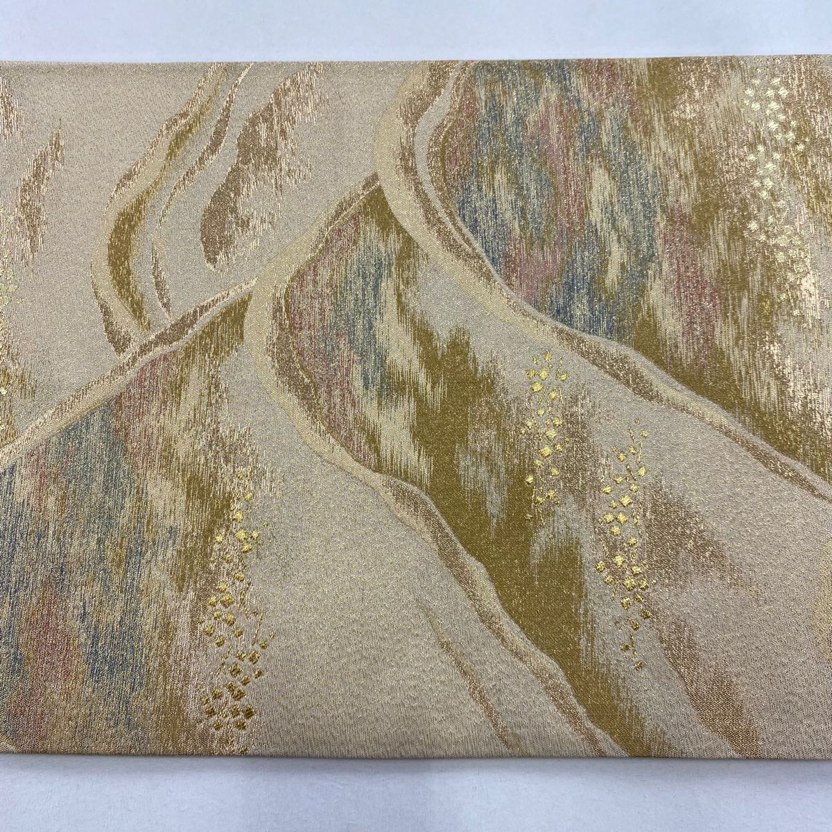 袋帶 秀品級 貴藤織 山並 霞 金金箔 金絲 金色 六通 純蠶絲