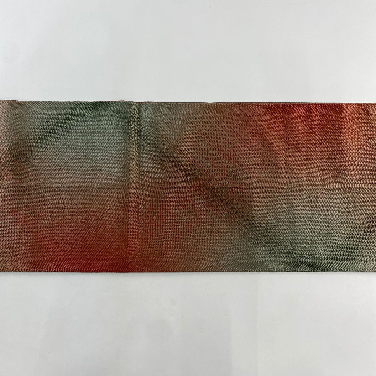 【美品】 袋帶 名古屋帶 秀品級 幾何學圖案 茜 純蠶絲