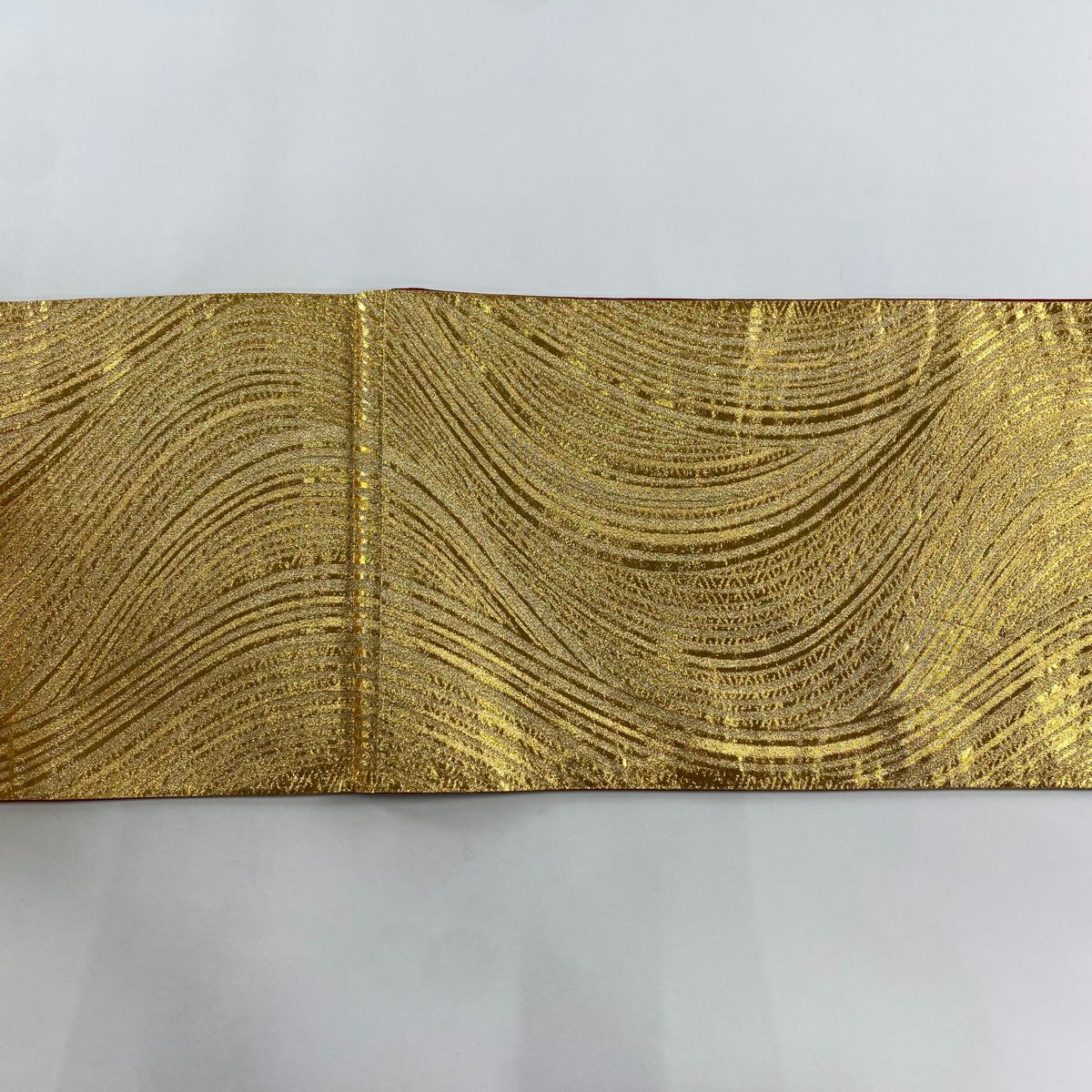 【美品】 袋帶 秀品級 幾何學 金金箔 金色 六通 純蠶絲