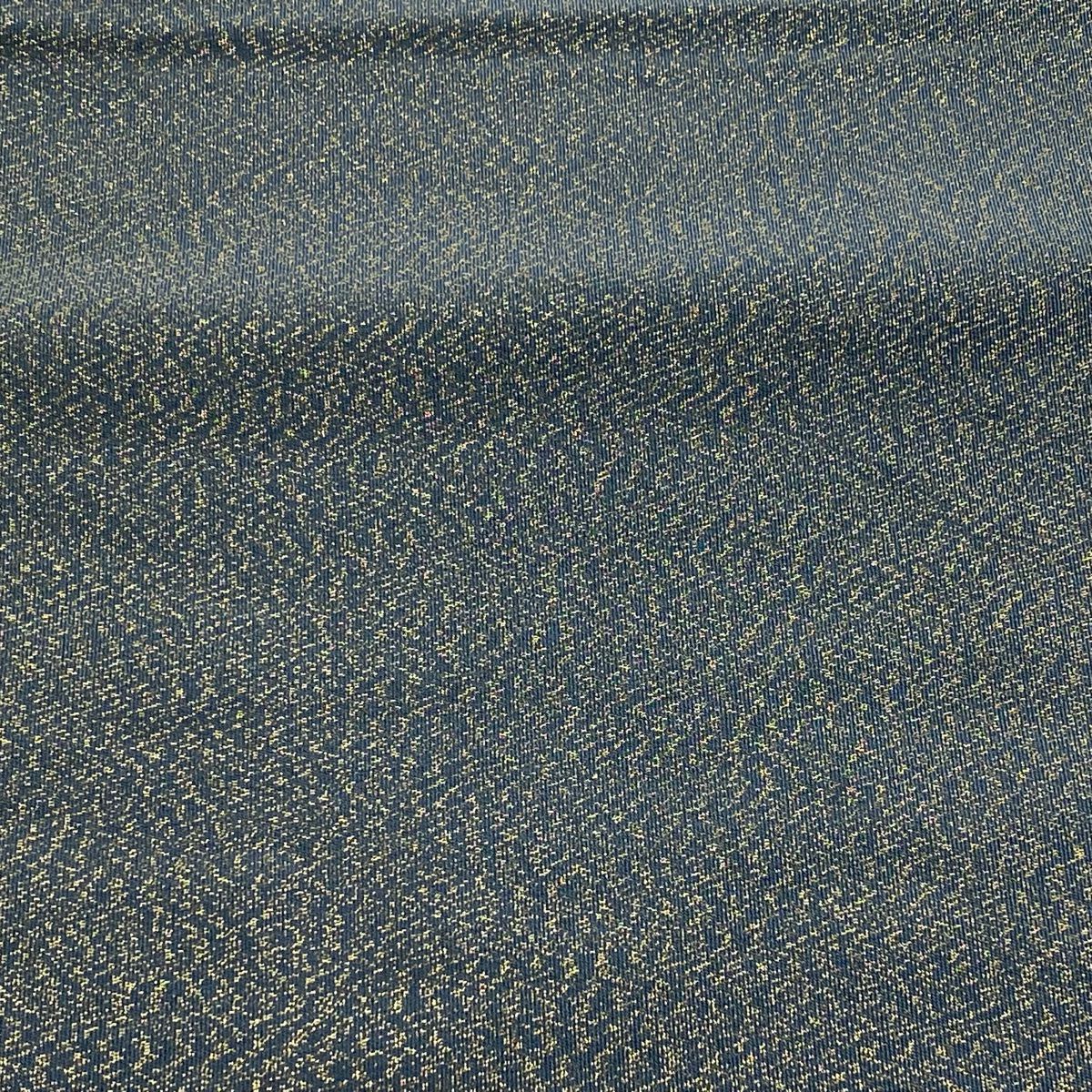 【美品】 名古屋帶 名品級 松樹葉仕立 雙層八寸名古屋帶 金通 灰綠 純蠶絲