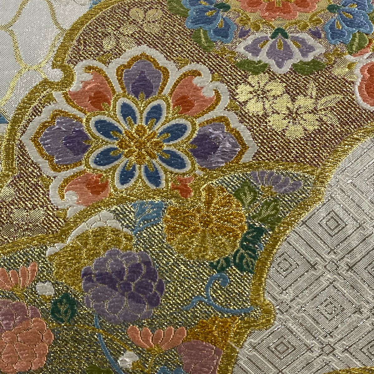 袋帶 秀品級 華紋 七寶 金絲 金金箔 金 六通 純蠶絲
