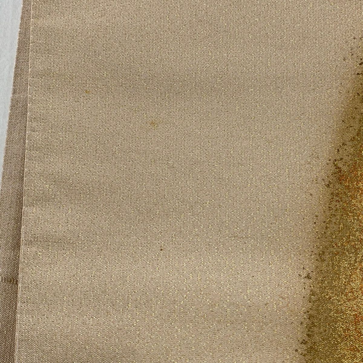 袋帶 秀品級 草花紋 金銀彩 金金箔 粉米色 大鼓圖案 純蠶絲