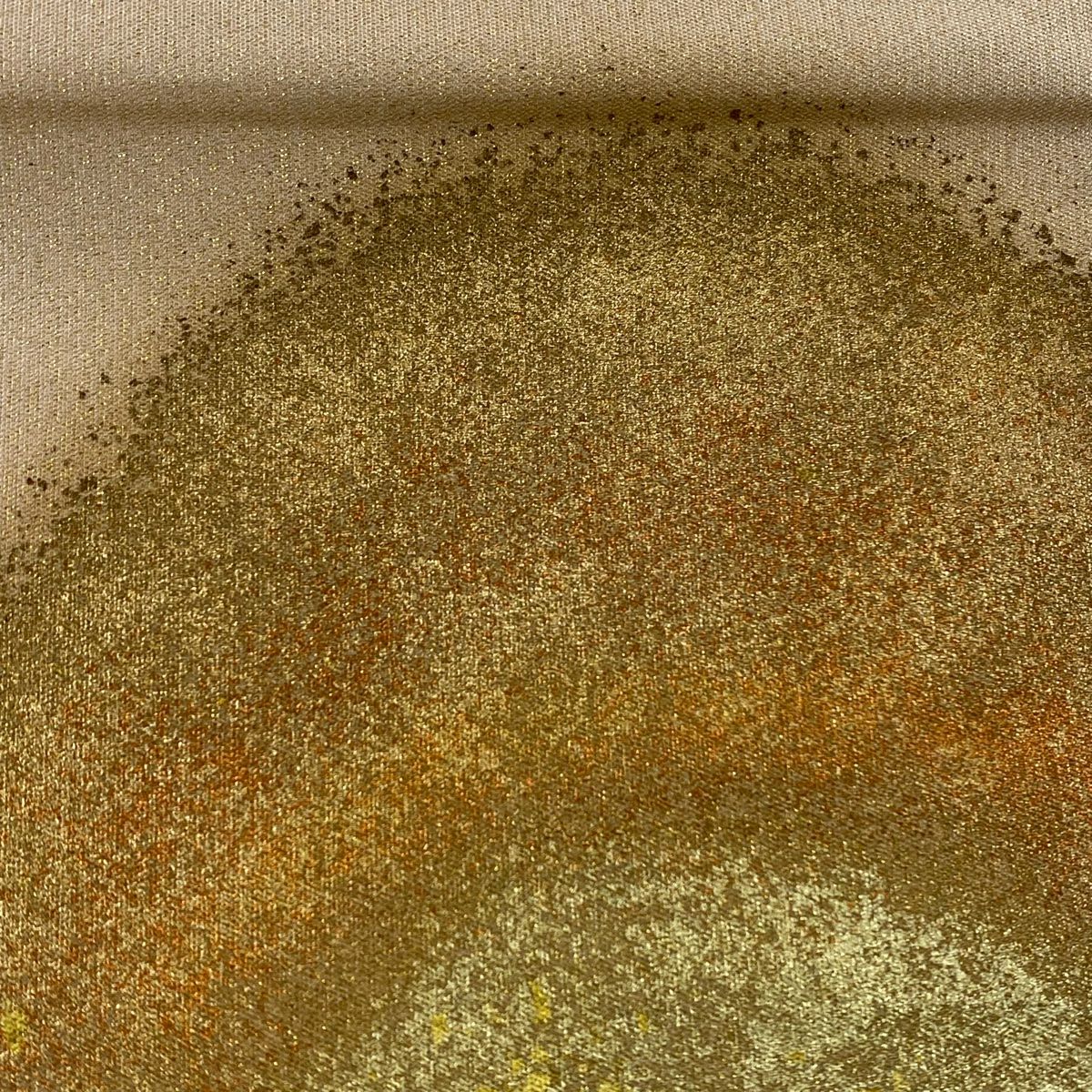 袋帶 秀品級 草花紋 金銀彩 金金箔 粉米色 大鼓圖案 純蠶絲