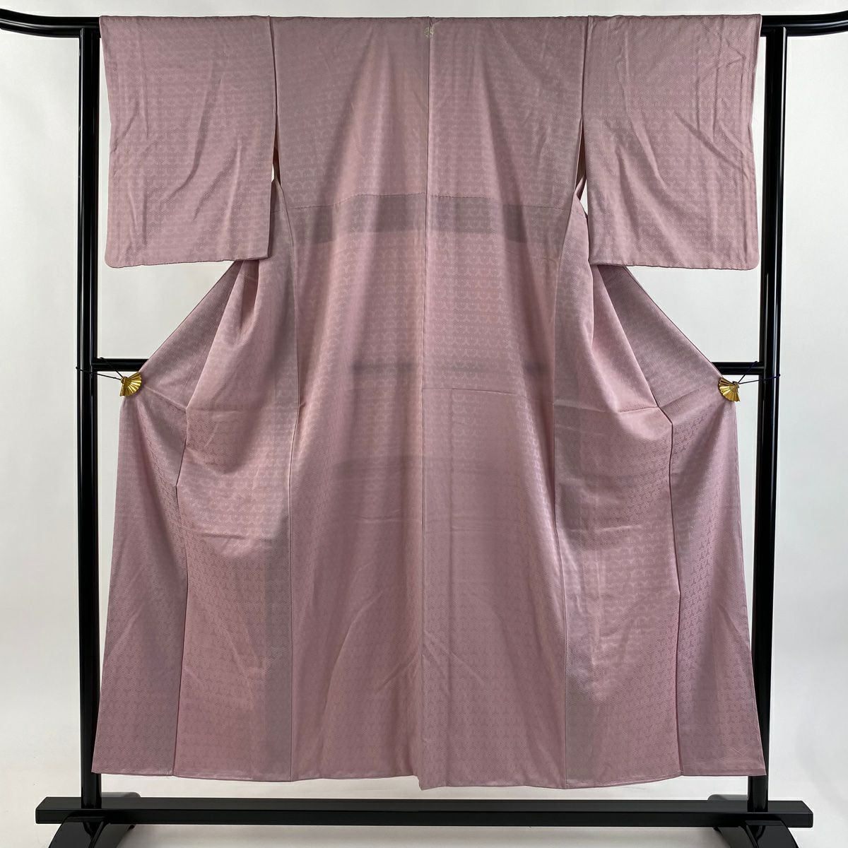 色留袖禮服 身長151.5cm 袖長61.5cm S 雙層 地紋 淺紫 純蠶絲 優品級 一個紋