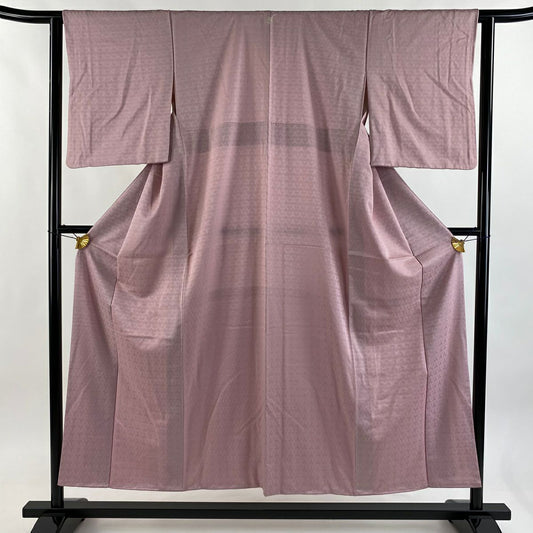 色留袖禮服 身長151.5cm 袖長61.5cm S 雙層 地紋 淺紫 純蠶絲 優品級 一個紋