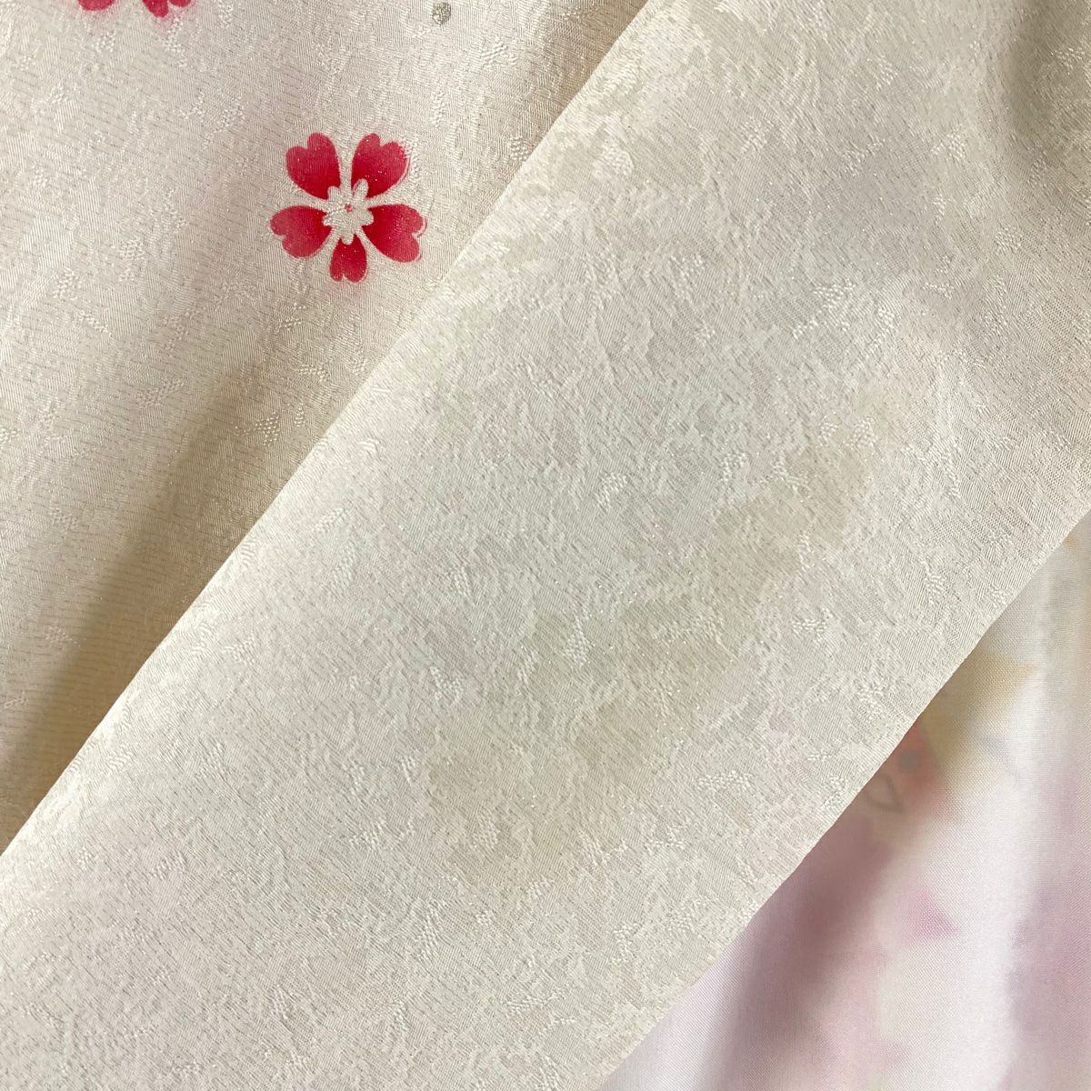振袖禮服 身長168.5cm 袖長67.5cm L 雙層 牡丹 蝶 金銀彩 刺繡 奶油色 純蠶絲 逸品級