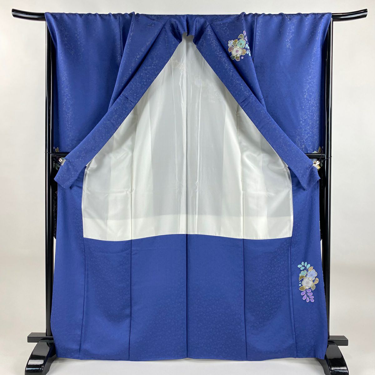 【美品】振袖禮服 身長167cm 袖長69cm L 雙層 徳永憲峯 落款あり 辻花染 金通し 金銀彩 青紫 純蠶絲 逸品級