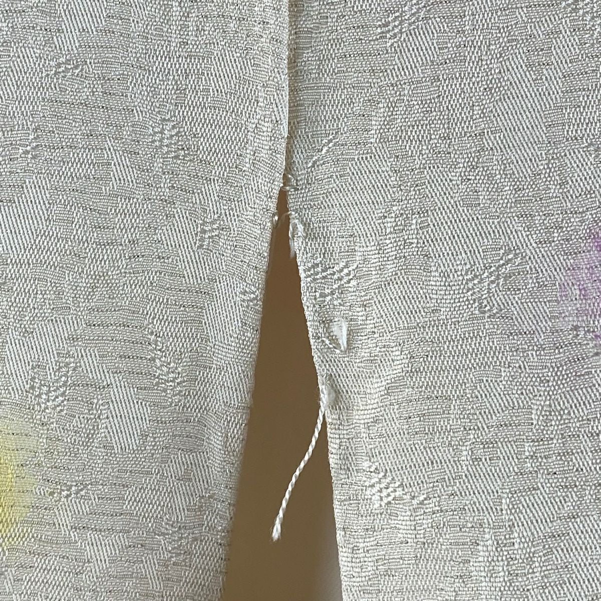 振袖禮服 身長164.5cm 袖長67cm M 雙層 牡丹 櫻花 刺繡 銀通し 奶油色 純蠶絲 逸品級