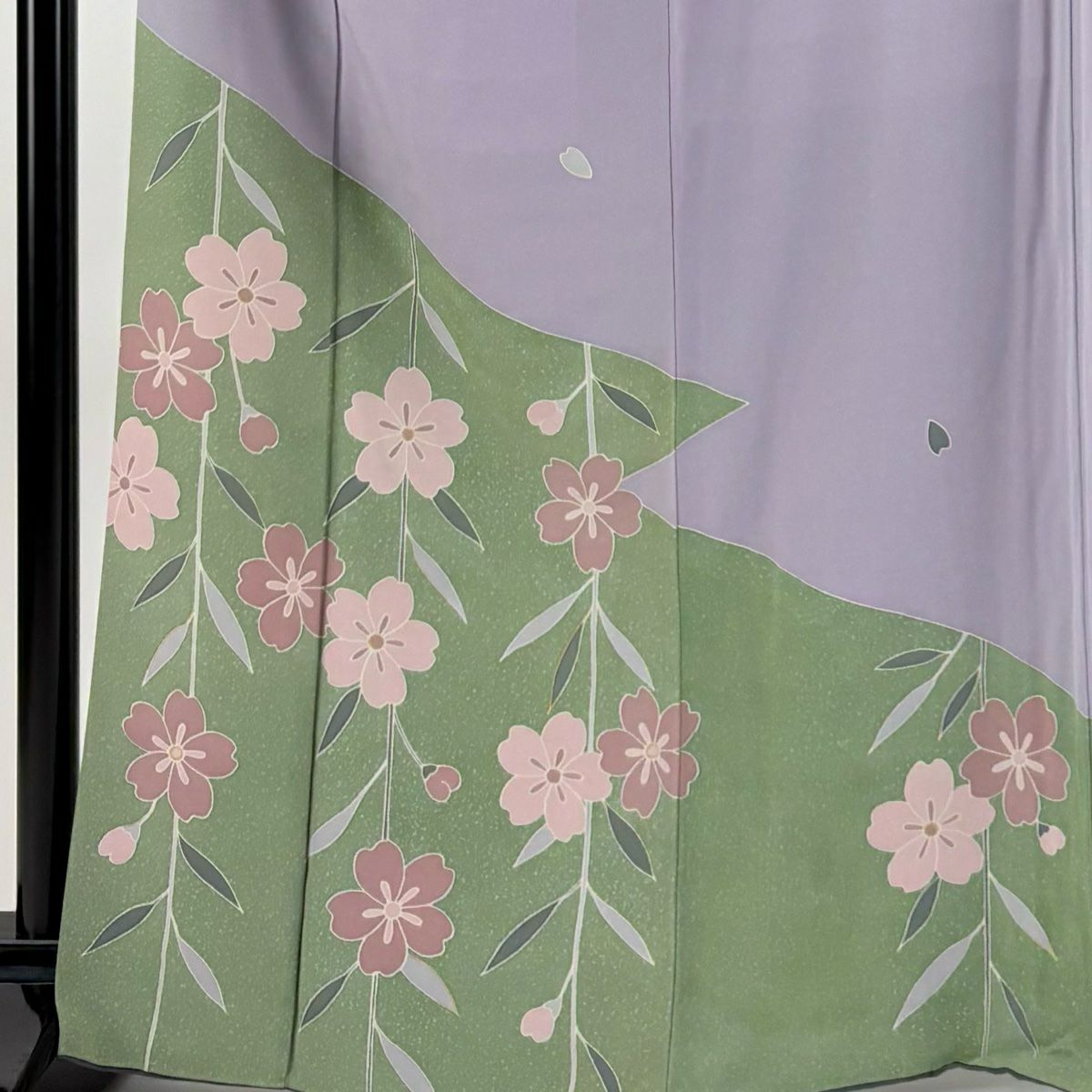 【庫存清倉】訪問服 身長165cm 袖長67cm M 雙層 大久保玄才 落款あり 樱花 紗綾形 染分 金銀彩 紫 純蠶絲 名品級