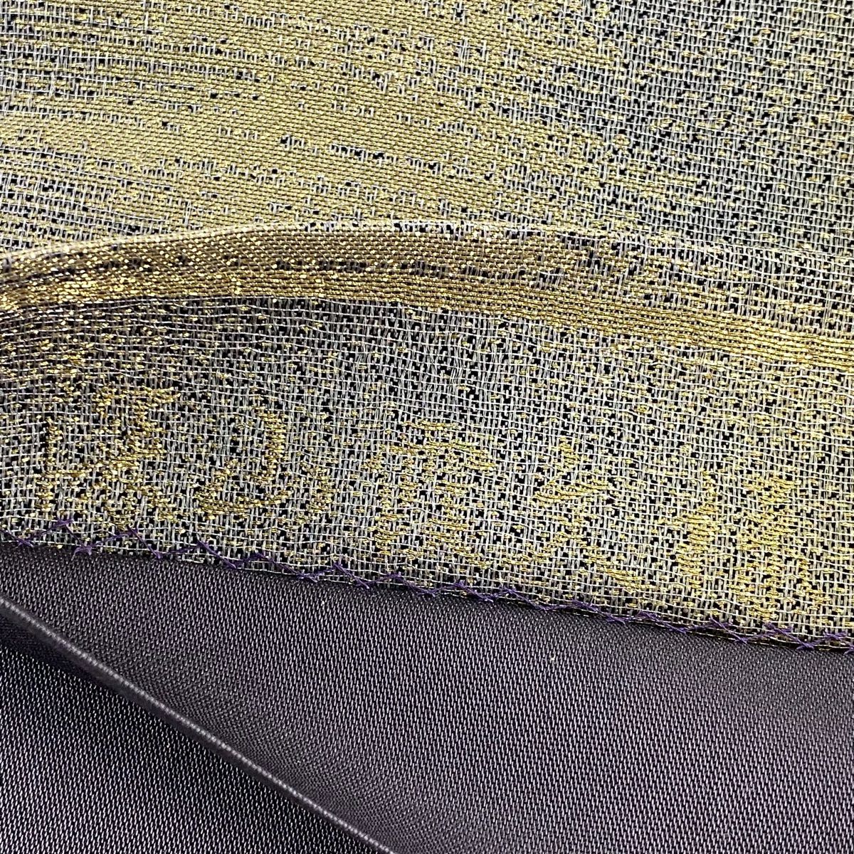 【美品】 袋帶 秀品級 霞 金銀絲 灰綠 六通 純蠶絲