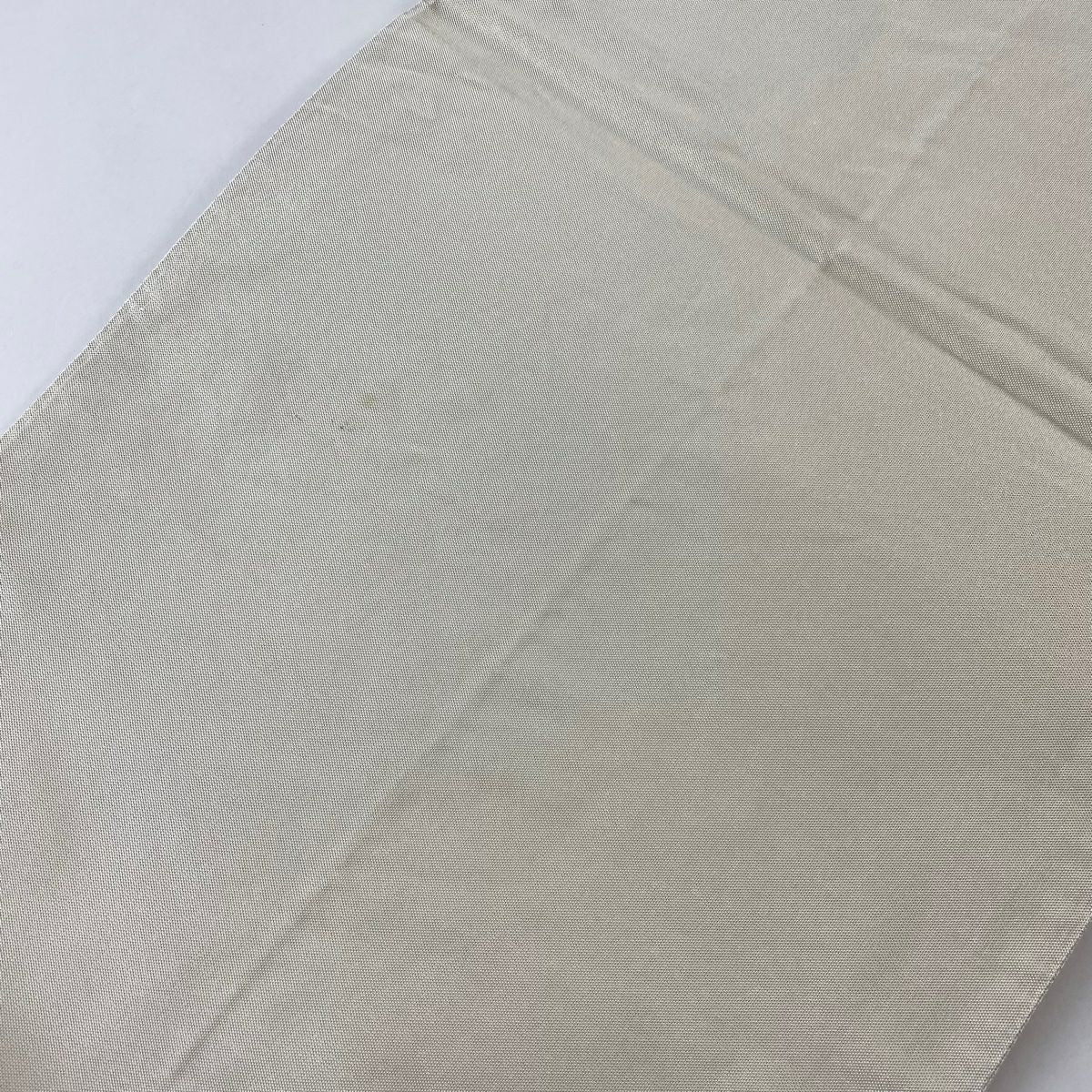 【美品】 袋帶 秀品級 扇子面 松樹 金金箔 金絲 灰色 六通 純蠶絲