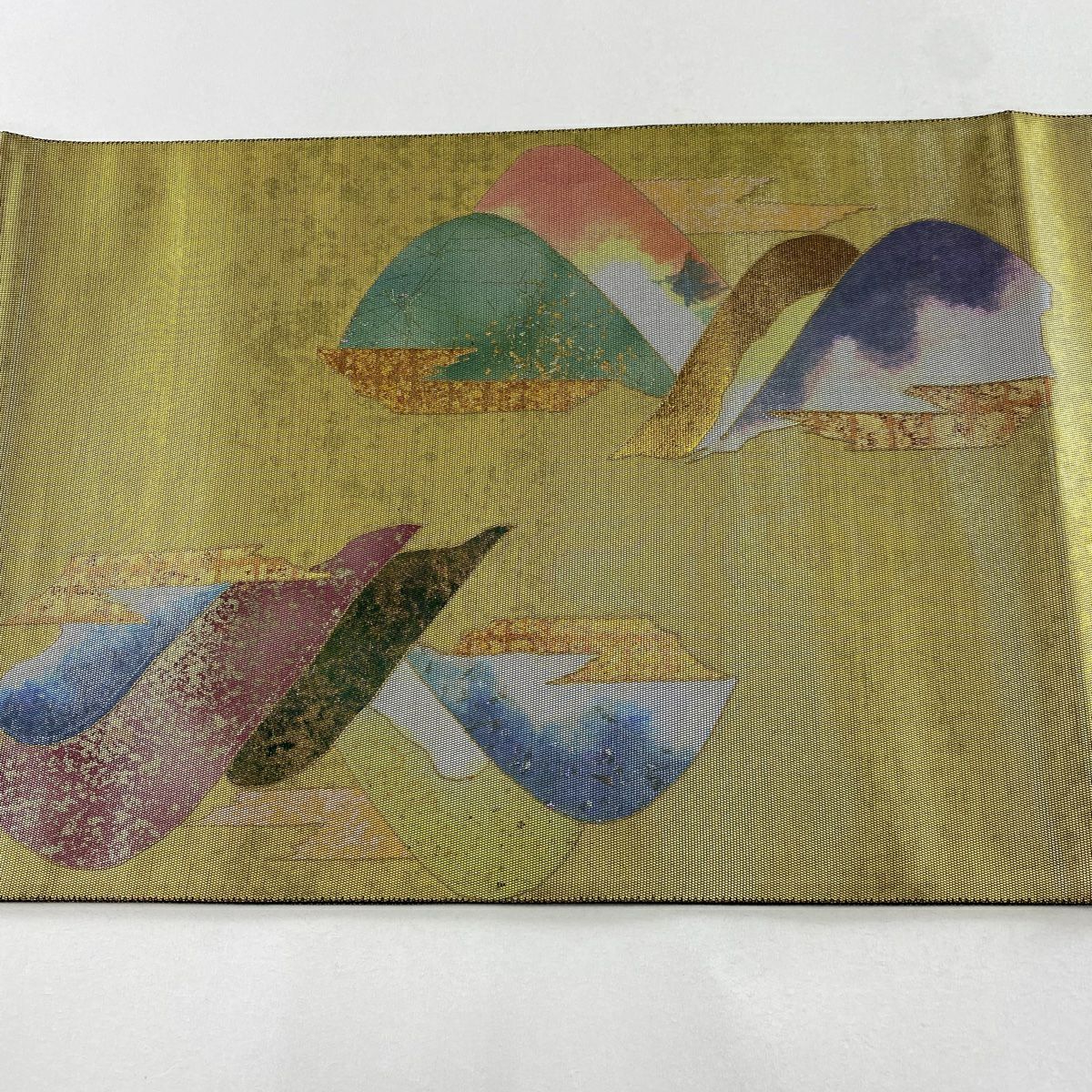 【美品】 袋帶 秀品級 山並 霞 金金箔 金銀彩 金 純蠶絲