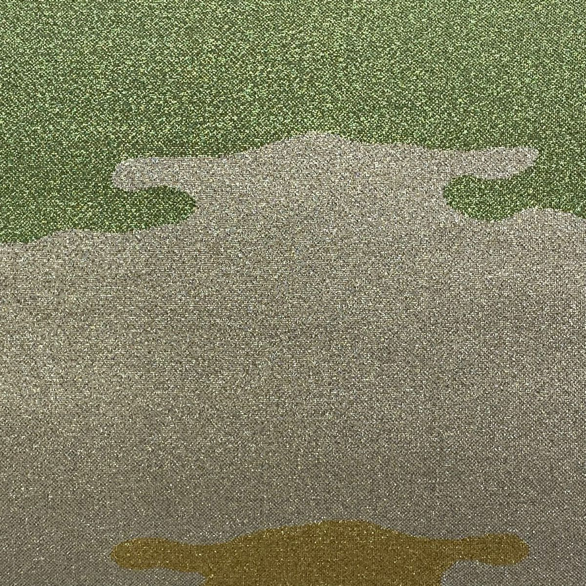 【美品】 袋帶 秀品級 霞 金金箔 銀 六通 純蠶絲