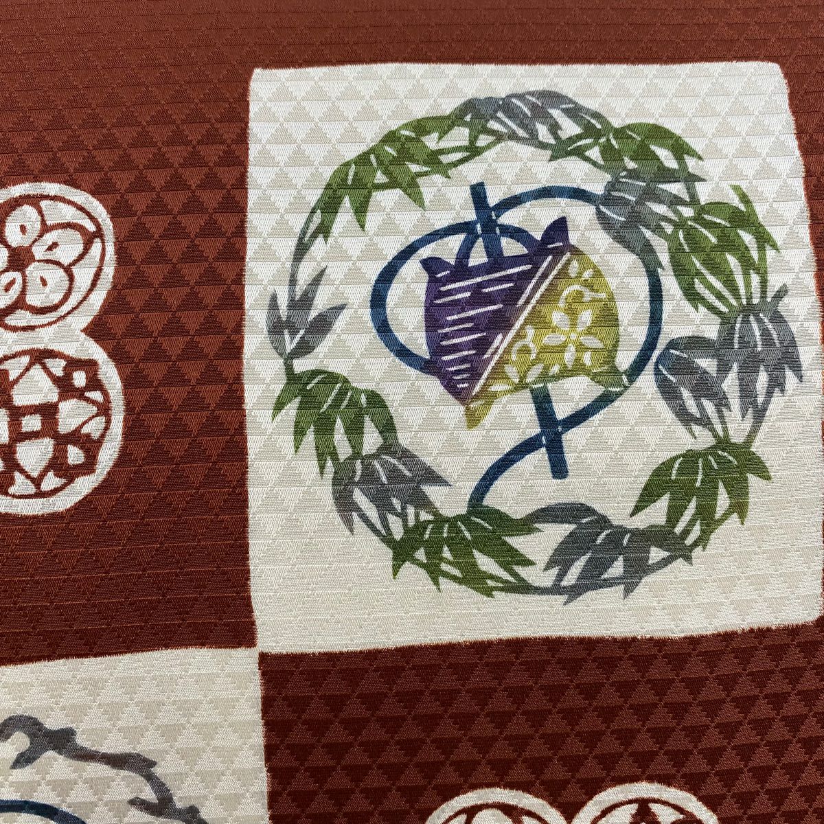 【美品】名古屋帶 秀品級 線卷 壺 紅茶 純蠶絲