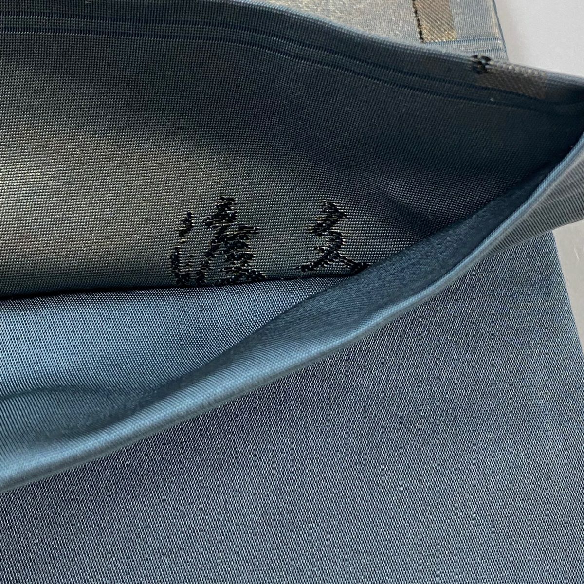 【庫存清倉】 袋帶 名品級 渡文 附落款 幾何圖案 金金箔 青灰 六通 純蠶絲